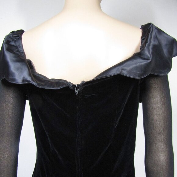 VTG Black VELVET Bow Party WHIMSIGOTH Climax Okada Prom Witchy Fairy Dress S - Picture 7 of 11